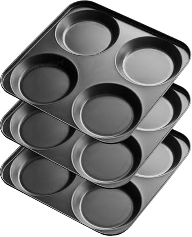 Darthome Set of 3 Yorkshire Pudding Tins 23cm 4 Cup Non-Stick Steel Oven Baking Trays