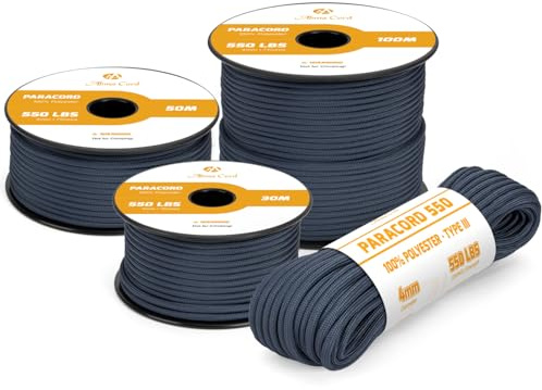 Abma Cord 550 Paracorde 4mm 30m Type 3 Corde Parachute 7 Brins Rope | Max 250 kg(550lbs), Polyester, Survie, Extrieur, Bracelet, l'artisanat