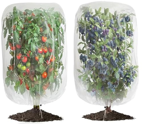 2 Pack 40x60 Inch Blueberry Plant Netting Cover Bag Fruit Cage, Garden Insect Bird Bug Barrier Netting Mesh with Drawstring for Protection Plant Fruits Tree Flower from Insect Bird Eating