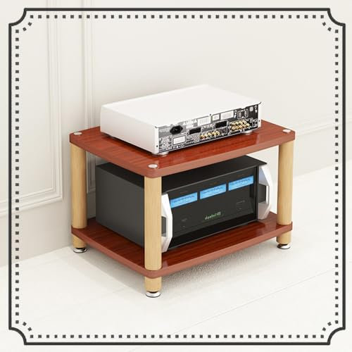 IMUNKT 2/3/4-stufiger HiFi Rack, Stereoschrank, Audio Rack, Holz-Medienstände Für Zuhause/Büro/Theater, Verstärker-Rack-Regal, TV Regal Audio-Video-Komponenten(Mahogany,2 Tier)