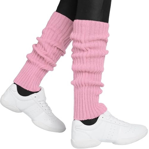 Hatstar Sexy Damen Beinstulpen | Neon Strümpfe Strick-Stulpen | Mädchen Beinwärmer | Accessoire für 80er Jahre 80s Motto Partys Fasching Karneval | für Tanzen Aerobic Kostüm (rosa)