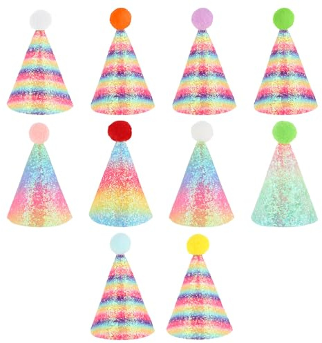 Mini-Haustier-Partyhüte, niedlicher Katzen-Geburtstagshut, mehrfarbig, glitzernd, verstellbar, Stofftiere, Geburtstagsparty, Urlaub, Hut mit Pailletten, für Kätzchen, Kaninchen, Hunde, kleine Tiere