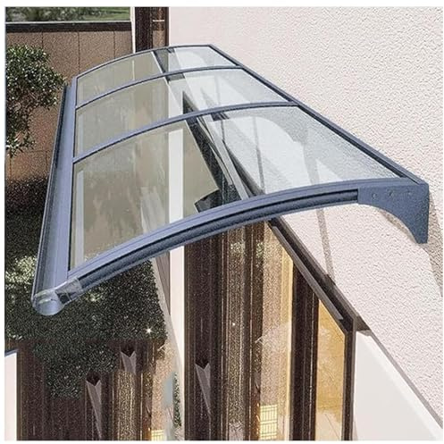 JUCCJUXIN Auvent de Porte d'entrée en Aluminium et Polycarbonate,Auvent de Porte d'entrée en Aluminium et Polycarbonate,Marquise de Porte Exterieur,auvent for Porte d'entrée(120x140cm/47x55in)