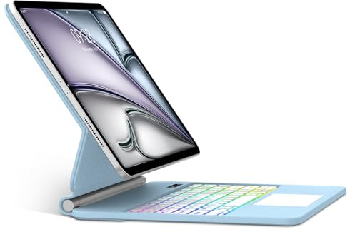 SENGBIRCH Magic Tastiera per iPad Air 13 M3 2025/M2 2024 - AZERTY Francese Design Magnetico Galleggiante Magic Keyboard Bluetooth Tastiera con Touchpad Cover per iPad Pro 12.9 (6e-3e), Blu