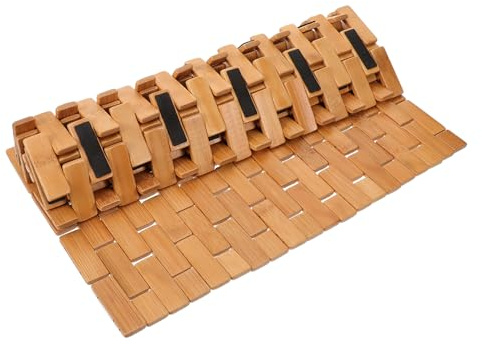 VALICLUD Alfombrilla De Baño De Bambú Antideslizante Natural 40x60 Cm Carbonizada, Cojín De Bambú para Suelo, Resistente Al Agua y Cómoda, para Baño y Ducha, Felpudo Rústico para Aseo