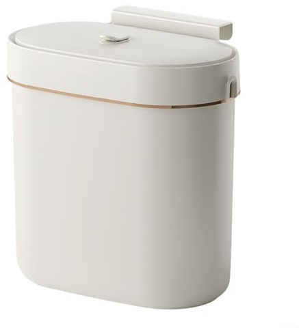 HavenDomicile Cubo de basura de alimentos, para colgar en la pared, con tapa, debajo del gabinete, contenedor de compost, forro extraíble, color blanco, 7 L/9 L (9 L)