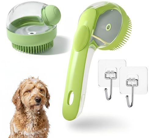 2 Stück Waschzauber, Waschzauber, Haustier Badebürste, Hunde Waschbürste Mit Seifenspender, Zwei Bürsten in Einem Set (1 Lang, 1 Kurz), Ideal für Hundes und Katzen, Effektive Fellpflege und Massage