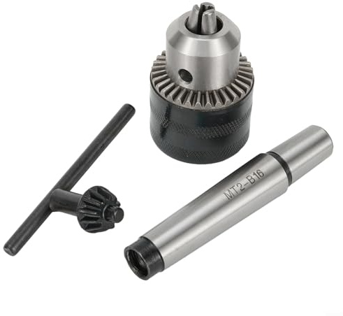 Portabrocas para torno con eje cónico MT2, capacidad de 5/64 a 1/2 pulgadas, incluye llave para Jacobs Taper #33, mandril de acero de bajo carbono 1010