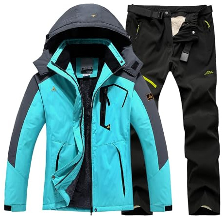 Generico Tuta Snowboard Uomo Tecnici Due Pezzi Completo 2 Pezzi Tuta da Sci Pantaloni E Giacca Tute Pesca Set Abbigliamento Neve
