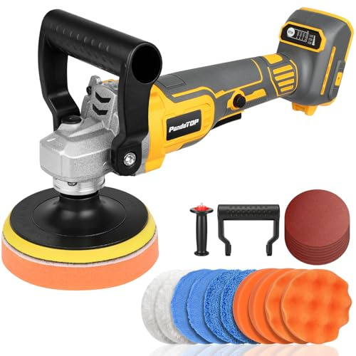Cordless Buffer Polisher for Dew 20v Max Battery, Brushless Rotary Car Buffer Polisher, Variable Speed 1000-6000 RPM, Detachable Handle Polisher for Car Detailing,Sanding Waxing (No Battery)