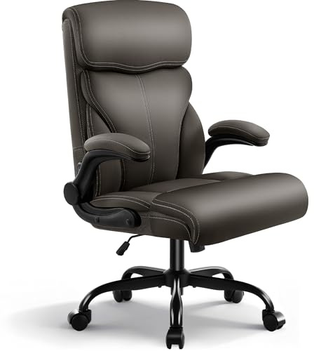 Coscendo Ergonomischer Chefsessel aus PU-Leder mit Armlehnen, Dunkelbraun | belastbar bis 180 kg , Hohe stabile Rückenlehne, höhenverstellbarer Drehstuhl mit Rollen, optimal für Büro & Homeoffice