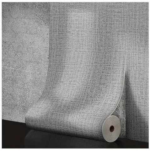 Papel Aislante Termico Pared Adhesivo Papel pintado adhesivo 3D de lino, color sólido, espuma gruesa e impermeable, fondo PVC, for renovación paredes para la Sala de Estar(Grey)