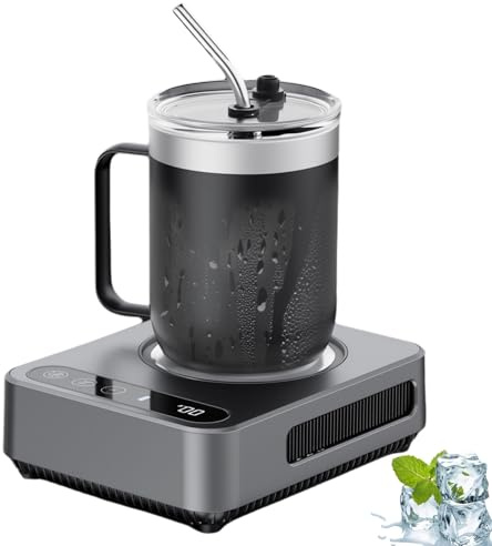 Värmande Och Kylande Underlägg, Portabel Snabbkylningskopp Med 10s Snabbfrysning Och 18-timmars Timer, Elektrisk Instant Dryckeskylare Och Värmare För öl, Yoghurt, Juice, Vatten, Mjölk Och Vin gray