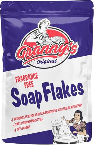 Granny’s Original Fragrance Free Soap Flakes 425g – Traditional Pure Soap Flakes for Hand Washing, Delicate Laundry, Baby Clothes & Household Cleaning
