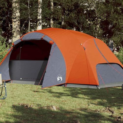 Ordellia Familjetält med ventilation, 8 personer, orange, vattentätt av polyester med PU-beläggning, 360 x 430 x 195 cm, campingtält med e-anslutning, perfekt för utomhus, vandring, festival
