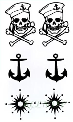 EROSPA® Tattoo-Bogen temporär - Schädel/Totenkopf Schiffsanker Marine Seefahrt