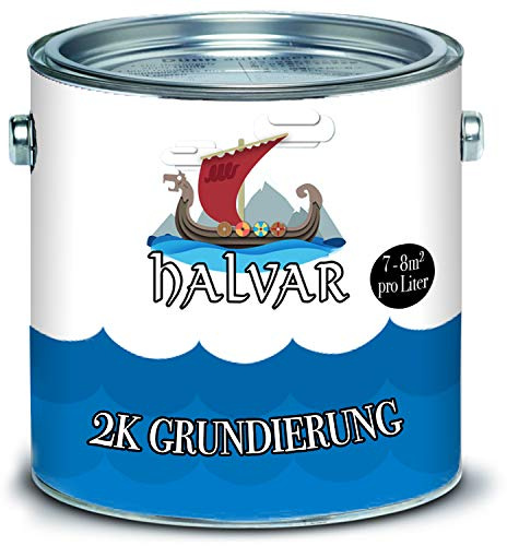 Halvar skandinavische 2-K Grundierung MATT mit Härter im SET grau, schwarz, weiß, Farbauswahl (1 L, Grau (RAL 7035))
