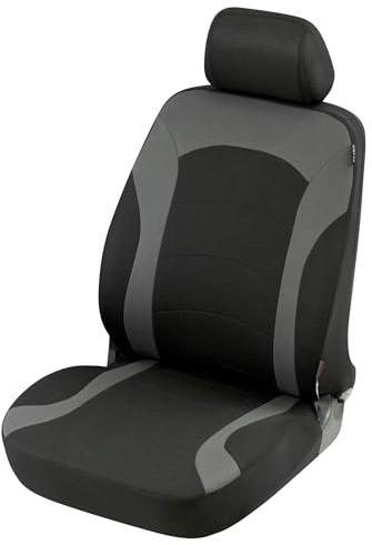 Walser Auto Sitzbezug Inde mit Reißverschluss, Universaler Vordersitzbezug-Auto, Zipp-IT Premium Schonbezug Auto, PKW-Sitzbezug schwarz/grau