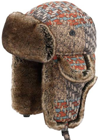 Insun Unisex Warme Fliegermütze Winter Fellmütze Trappermütze mit Kunstfell Mehrfarbig M