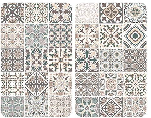 WENKO Placas protectoras para cocina Mod Azulejo, ajustable en altura para todo tipo de cocinas, tabla de cortar y protector contra salpicaduras, vidrio, 30 x 52 cm, juego de 2