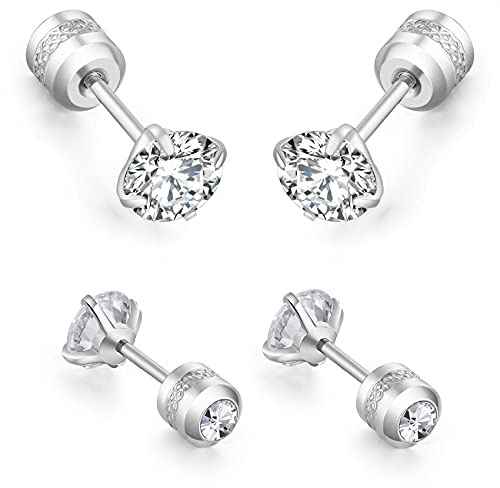 day.berlin Ohrstecker Damen 4er Set 18k vergoldet | kleine Zirkonia Kristall Stecker 3mm & 4mm aus 316L Edelstahl, Ohrringe nickelfrei & wasserfest