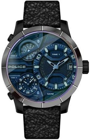 Police Watches Bushmaster Herren Uhr analog Quarzwerk mit Leder Armband PEWJB2110640