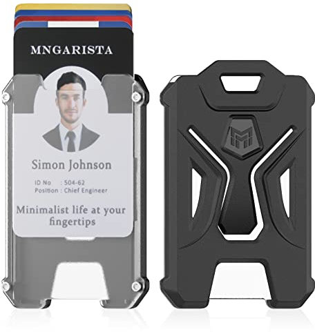 MNGARISTA 2er-Pack strapazierfähiger Ausweishalter,vertikaler/Polycarbonat-Ausweishalter, Kreditkartenhalter für 5 Karten mit integrierter elastischer Clip