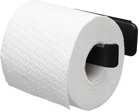 Tiger Tess Toilettenpapierhalter, Montage zum Kleben oder Schrauben, Kunststoff, Farbe: Schwarz, 145x45x81 mm