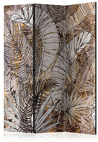 murando - Paravent Raumteiler Federbusch, 135x172 cm, 3-teilig, Wohnzimmer | Mobiler Sichtschutz, sofort einsatzbereit, Holzrahmen, ideal fürs Wohnzimmer oder Büro, geruchsneutral, lichtbeständig