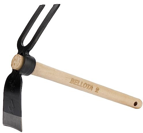 Bellota HOE228AW400AP - Zappetta Forgiata con Sistema Anti-Rotazione - Testa a Doppio Uso - Zappa e Piccone con Manico in Legno - Attrezzi per il Giardinaggio, Orto e Serra