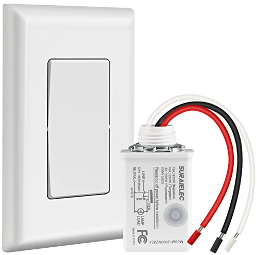 SURAIELEC Wireless Light Switch and Receiver Kit, 15A High Power, No Wiring, No Interference, 100ft RF Range, Expandable Remote Control Wall Switches for Lamp, Ceiling Light, Fan, Outdoor Lighting
