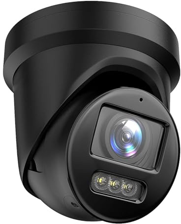 318netech Telecamera IP a torretta PoE da 8MP 4K con immagini colorate 24/7, luce stroboscopica e avviso acustico, rilevamento uomo/veicolo, audio bidirezionale, H.265+, impermeabile IP67 2CD2387G2