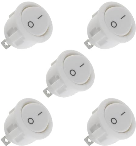 HUAREW Wippschalter EIN/AUS KCD1 Mini-Rund-Kippschalter SPST 2Pin Snap-in Latching mit Drähten vorverdrahtet AC 6A/250V 10A/125V, für Auto Boot (5 Stück)