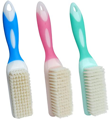 Roellgs Spazzola per la pulizia con setole morbide, 3 pezzi, spazzola per scarpe domestica, spazzola per lavanderia, con impugnatura comoda, spazzola portatile per pulizia e lavaggio