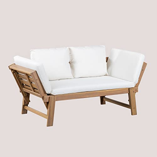 SKLUM Verstellbares 3-Sitzer Outdoor Sofa aus Akazienholz Guille Gardenia Weiß