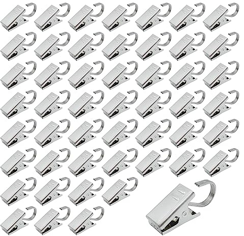 UMCHU 50 Stück 430 Edelstahl-Clips,Haken für Vorhänge,Metall-Clip für Duschvorhänge,zum Aufhängen von Lichterketten, Vorhängen, Fotos, Heimdekoration