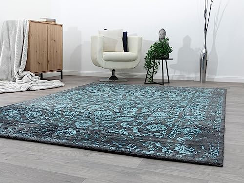 Steffensmeier Orient Teppich Jampur | Wohnzimmer | Schwarz Türkis, Handloom, Größe: 170x240 cm