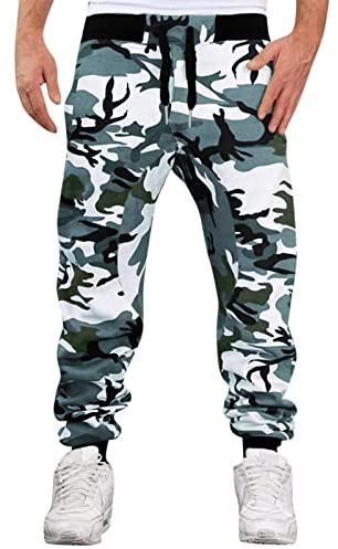 LOIJMK Camouflage Hose Herren Regular Fit, Basic Tarnhose Herren Lang Freizeithose Männer Tarnung Outdoor Arbeitshose Mode Latzhose mit Kordelzug Lässige Trainingshose Jogginghose Freizeit Pants