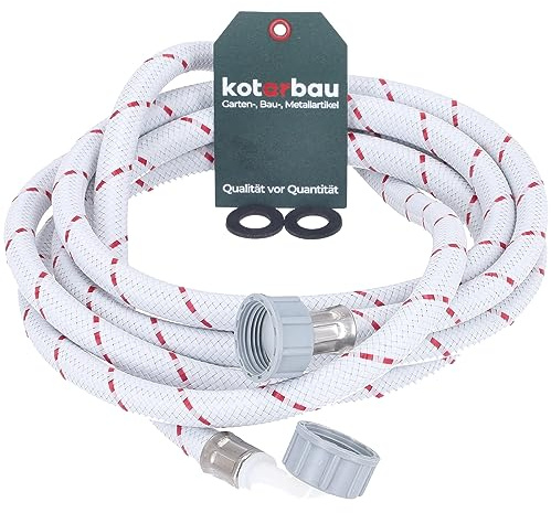 KOTARBAU® Waschmaschinen Zulaufschlauch 3M x ⌀ 13 mm Panzerschlauch Spülmaschine Schlauch 3/4 Zoll Bogen/Gerade Geschirrspüler Ersatzteile Zulaufschlauch mit Dichtung Wasserzulaufschlauch