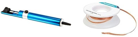 Weller 7874B Manual ESD-Safe Desoldering Pump with Aluminum Body, Blue & Silverline Desoldering Wire 2mm (512655)