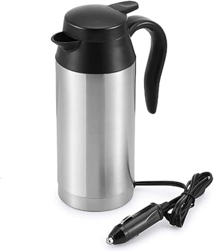 Heaveant Bouilloire électrique de Voyage, 12V 750ml Bouilloire électrique Voiture, Tasse de Bouilloire en Acier Inoxydable de Voiture pour Les Voyages Camping