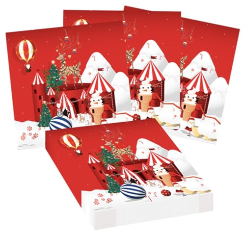 POPOYU 40 Stück Servietten Weihnachten Tischdeko Rote,Weihnachtsservietten Papier Groß 33x33 Christmas Napkins Weihnachten Papierservietten für Weihnachten Christmas Indoor Party Tischdeko