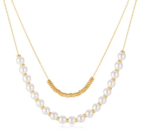 BSLVWG Perle Chokers Multi-Layer Perle Halskette Vintage Choker Perle Statement Braut Choker Perle Anhänger Halskette Hochzeit Party Schmuck für Frauen und Mädchen