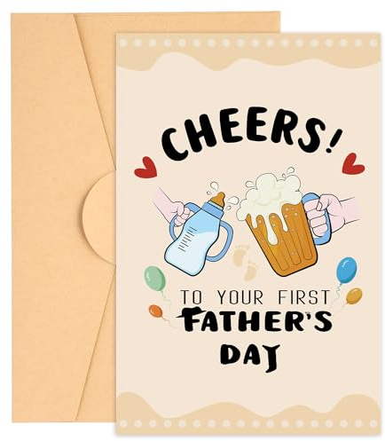 XIHIRCD Karte zum Ersten Vatertag mit Umschlag, Niedlich Geschenkkarte zum Werdenden Vatertag Vatertagsgeschenk von der Frau Grußkarte für Neuen Vater für Sohn und Schwiegersohn (Stil 2)