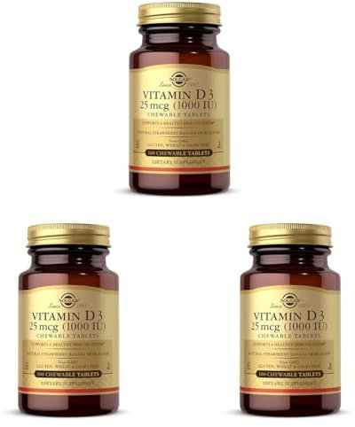 Solgar Vitamin D3 1000 IU (25 µg) Chewable Tablets - Pack of 300 - for Healthy Bones, Teeth and Muscle Function - Immunity - Gluten Free