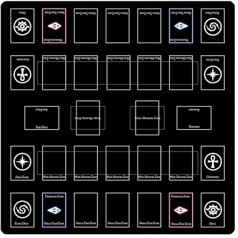 sabermaster kort gummimatta – 2 spelare, fyrkantig lekmatta för spelare 60 x 60 cm/23,6 x 23,6 tum