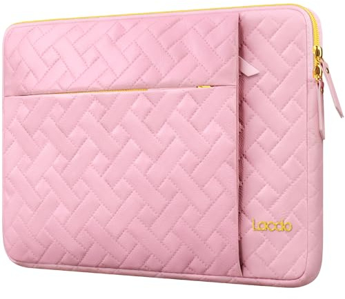 Lacdo Laptop Sleeve Case for 15 inch New MacBook Air M5/A3448 2026, M4 A3241 2025/M3 A3114/M2 A2941 2024-2023, 15 inch MacBook Pro A1990 A1707, Computer Bag with Accessory Pocket, Sakura Pink