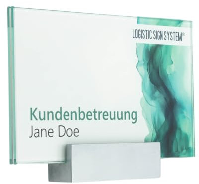 Logistic Sign System I Türschild Glas Vitrum A mit Blockhalter (160/100 mm)