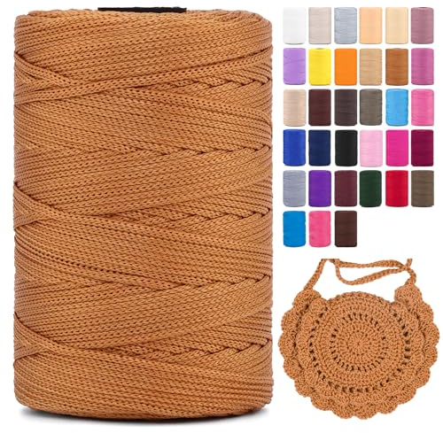 Polyester Makramee Garn 3mm X 225m，100% Polypropylene Yarn Makramee Schnur Kordel Garn Zum HäKeln Für Blumenampel Deko KnüPfen Taschen DIY Handwerk (Dunkles Khaki, 1 Pcs)