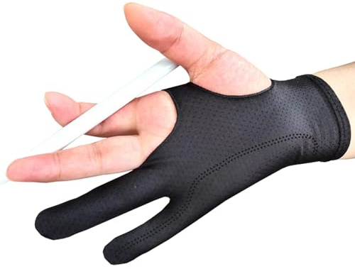 Fravsiu Handschuh für Grafik-Tablett – Handschuh mit zwei Fingern für rechte und linke Hand, Handschuh für Grafik-Tablett, zwei Finger, glatte Elastizität für Stift, Bleistift, Skizzieren, Malen,